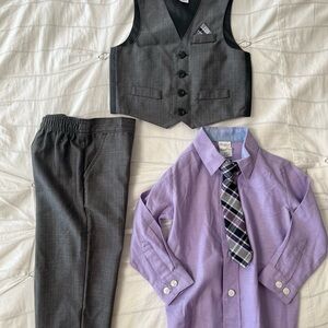 Starting Out Gray Herringbone Vest with Dark Lining